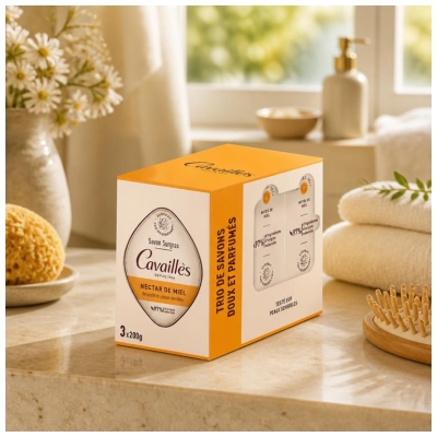 Cavaillès Savon Surgras Nectar de Miel Peaux Sensibles 3 x 200 gr