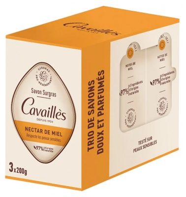 Cavaillès Savon Surgras Nectar de Miel Peaux Sensibles 3 x 200 gr