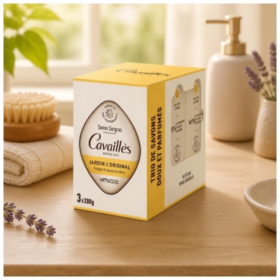 Cavaillès Savon Surgras Jardin l'Original Peaux Sèches 3 x 200 gr