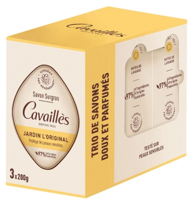 Cavaillès Savon Surgras Jardin l'Original Peaux Sèches 3 x 200 gr