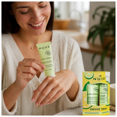 Nuxe Sweet Lemon Bio Duo Gourmand Crème Mains et Ongles 30 ml et Stick Lèvres 4 g 
