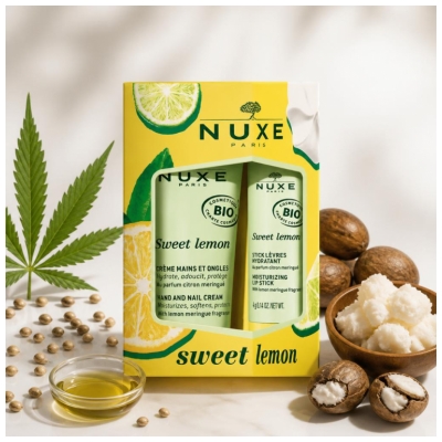 Nuxe Sweet Lemon Bio Duo Gourmand Crème Mains et Ongles 30 ml et Stick Lèvres 4 g 