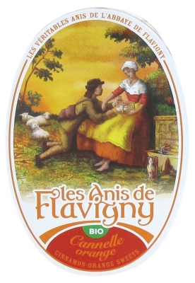Les Anis de Flavigny Boîte Ovale 50 g Cannelle/Orange Bio