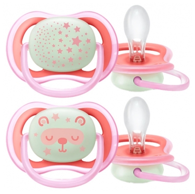 Avent Scf376/21 Sucettes Nuit 6-18M Boy - Couleur : Rose
