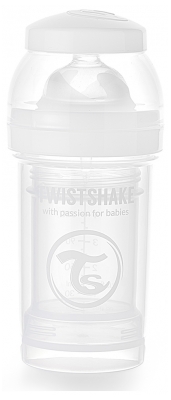Twistshake Biberon Anti-Colique Dès la Naissance 180 ml - Couleur : Blanc