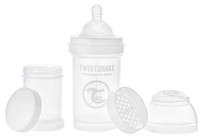 Twistshake Biberon Anti-Colique Dès la Naissance 180 ml - Couleur : Blanc