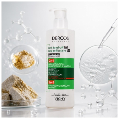 Vichy Dercos Shampoing Démêlant Traitant Anti-Pelliculaire 390 ML