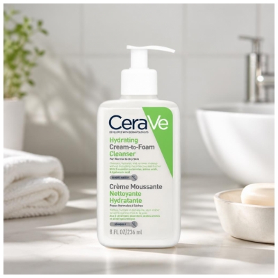 CeraVe Crème Moussante Nettoyante Hydratante Visage Peaux Normales à Sèches 473 ml