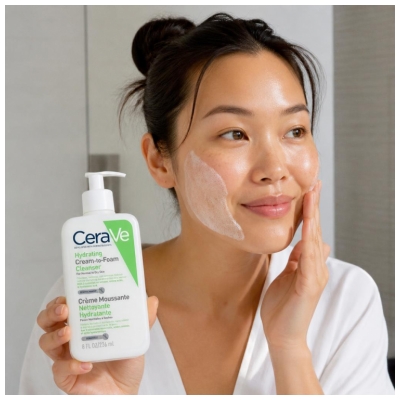 CeraVe Crème Moussante Nettoyante Hydratante Visage Peaux Normales à Sèches 473 ml