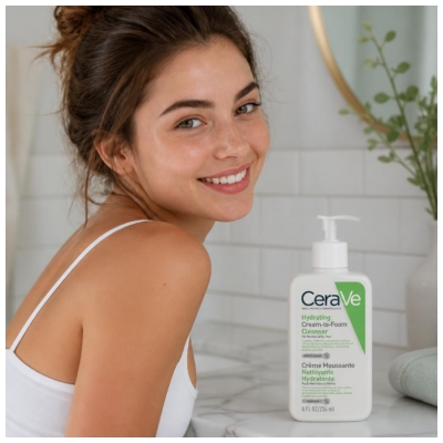 CeraVe Crème Moussante Nettoyante Hydratante Visage Peaux Normales à Sèches 473 ml