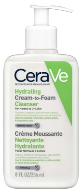 CeraVe Crème Moussante Nettoyante Hydratante Visage Peaux Normales à Sèches 473 ml