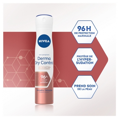 Nivea Derma Dry Control Détranspirant 96H Déodorant Spray 200 ml