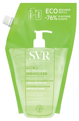 SVR Sebiaclear Gel Moussant Anti-Imperfections Peaux Grasses à Tendance Acnéique Eco-Recharge 400 ml