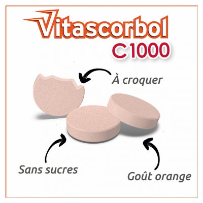 Vitascorbol Vitamine C 1000 2 x 20 Comprimés à Croquer