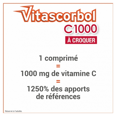 Vitascorbol Vitamine C 1000 2 x 20 Comprimés à Croquer