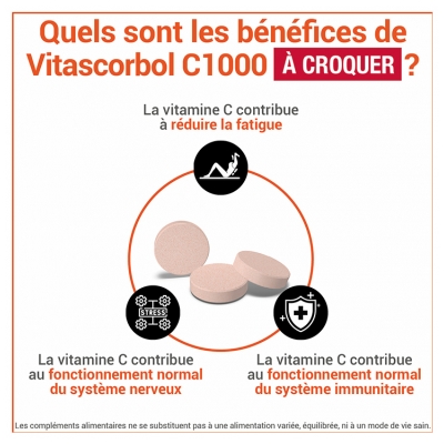 Vitascorbol Vitamine C 1000 2 x 20 Comprimés à Croquer