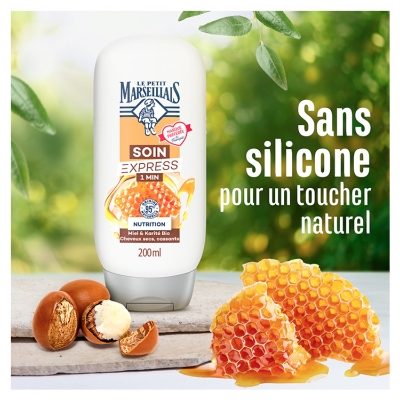 Le Petit Marseillais Soin Express 1 Min Nutrition Miel & Karité Bio Flacon de 200 ml