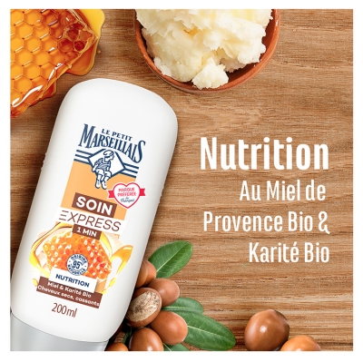 Le Petit Marseillais Soin Express 1 Min Nutrition Miel & Karité Bio Flacon de 200 ml