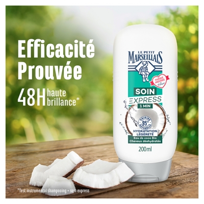 Le Petit Marseillais Soin Express 1 Min Hydratation Légèreté Eau de Coco 200 ml
