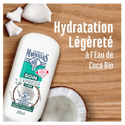 Le Petit Marseillais Soin Express 1 Min Hydratation Légèreté Eau de Coco 200 ml