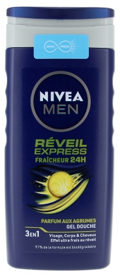 Nivea Men Gel Douche Homme Fraîcheur 3 en 1 Réveil Express le Façon de 250 ml