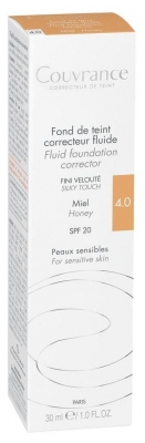 Avène Couvrance Eau Thermale - - Fond de Teint Correcteur Unifiant Fluide Naturel N°2.0 - Peaux Claires 30 ml - Teinte : 4.0 Miel