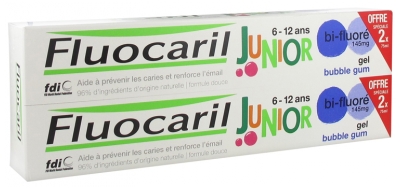 Fluocaril Junior Bubble Gum Dentifrice 2 x 75 ml - Arôme : Bubble Gum