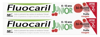 Fluocaril Junior Bubble Gum Dentifrice 2 x 75 ml - Arôme : Fruits Rouges