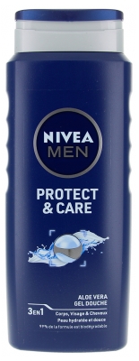 Nivea Men Protect & Care Gel Douche 3en1 à l'Aloe Vera Corps Visage et Cheveux 500 ml