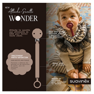 Suavinex Attache Sucette Silicone Wonder - Modèle : Brun