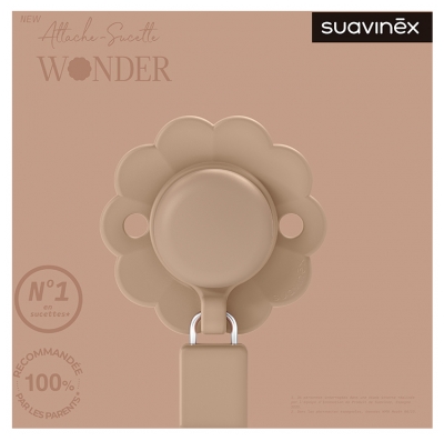 Suavinex Attache Sucette Silicone Wonder - Modèle : Taupe