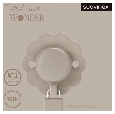 Suavinex Attache Sucette Silicone Wonder - Modèle : Gris