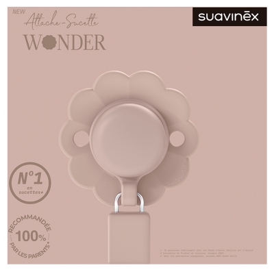 Suavinex Attache Sucette Silicone Wonder - Modèle : Rose Mauve