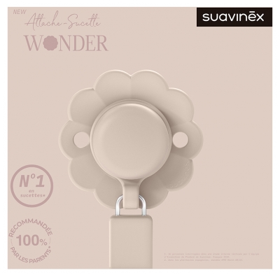 Suavinex Attache Sucette Silicone Wonder - Modèle : Rose