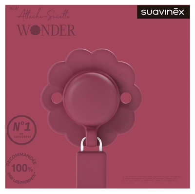 Suavinex Attache Sucette Silicone Wonder - Modèle : Magenta