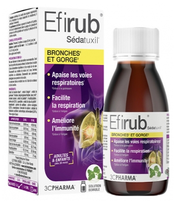 3C Pharma Efirub Sirop Bronches et Gorge Dès 36 Mois 125 ml