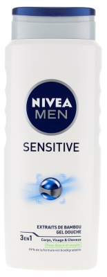 Nivea Men Sensitive Gel Douche 3en1 Corps Visage et Cheveux à l'extrait de Bambou 500 ml