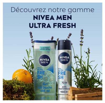 Nivea Men Ultra Fresh Gel Douche 3en1 Visage Corps et Cheveux Parfum Agrumes Édition Limité 250 ml