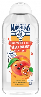 Le Petit Marseillais Shampoing Démêlant 2en1 Bébé et Enfant Abricot et Pêche 300 ML
