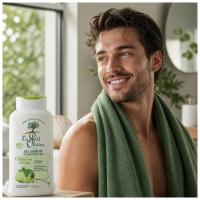 Le Petit Olivier Gel Douche à l'Eau d'Olive Bio de Provence et Citron Vert de Corse 270 ml