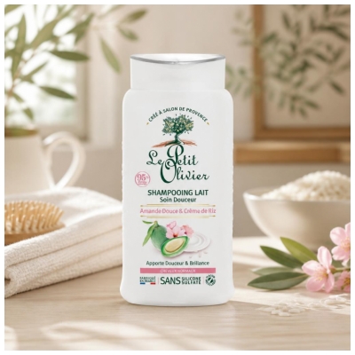 Le Petit Olivier Shampooing Lait Amande Douce et Crème de Riz Cheveux Normaux 250 ml
