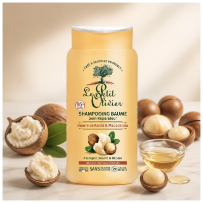 Le Petit Olivier Shampooing Baume Beurre de Karité & Macadamia Cheveux Très Secs ou Frisés 250 ml