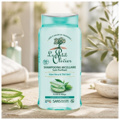 Le Petit Olivier Shampooing Micellaire Aloe Vera & Thé Vert Cheveux Normaux à Gras 250 ml