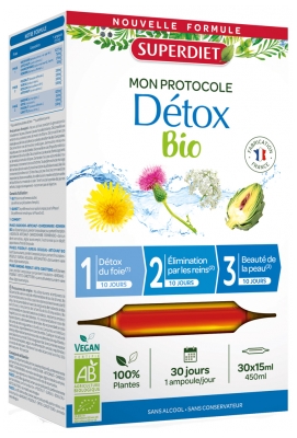 Superdiet Protocole Détox Bio - 30 Ampoules de 15 ml