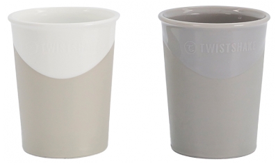 Twistshake 2 Verres 170 ml Dès 6 Mois - Couleur : Gris Pastel - Blanc