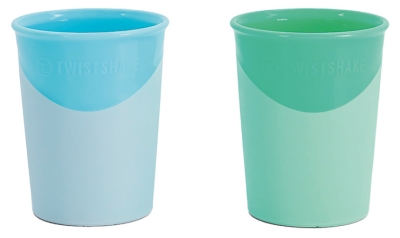 Twistshake 2 Verres 170 ml Dès 6 Mois - Couleur : Bleu Pastel - Vert