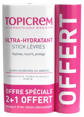 Topicrem Ultra-Hydratant Stick Lèvres 4 g 2 + 1 Stick Lèvre Offert