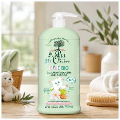 Le Petit Olivier Bébé Gel Lavant Corps et Cheveux Bio 750 ml