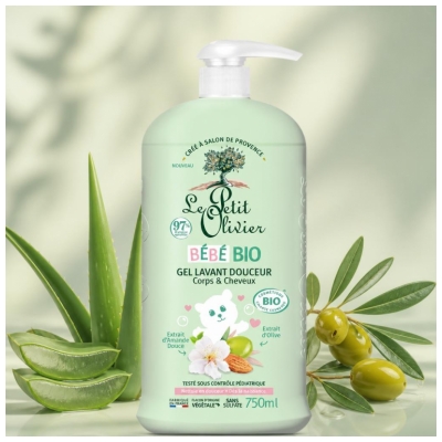 Le Petit Olivier Bébé Gel Lavant Corps et Cheveux Bio 750 ml
