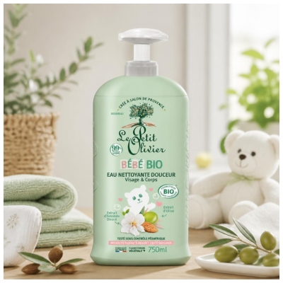 Le Petit Olivier Bébé Eau Nettoyante Visage et Corps Bio 750 ml